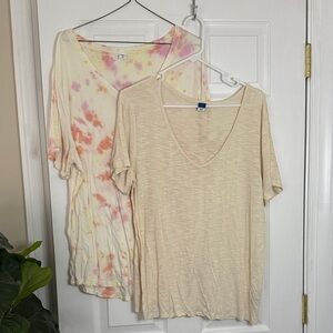 Old Navy Beige and Tie-Dye Short Sleeve Tops